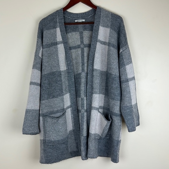 American Eagle Woman's Size Medium Open Cardigan Oversized Tunic Length Grey - Picture 1 of 6